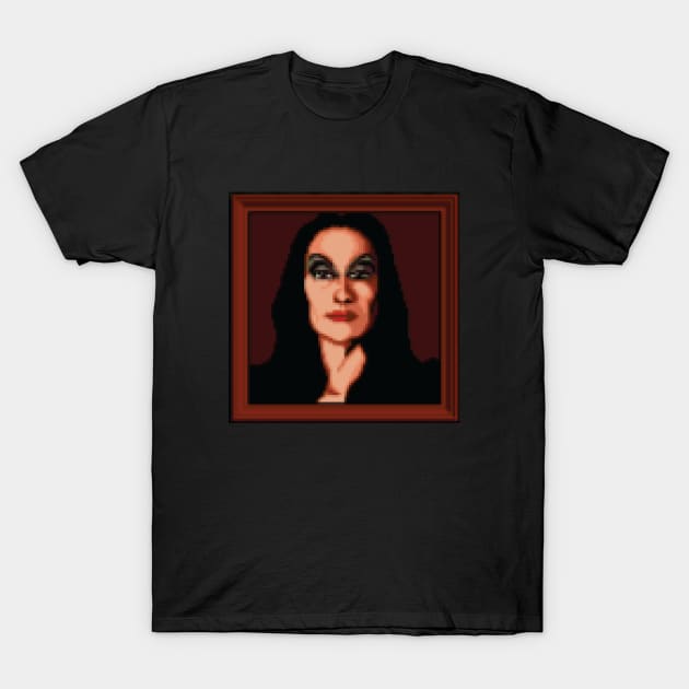 Morticia Addams Portrait Pixel Art T-Shirt by inotyler